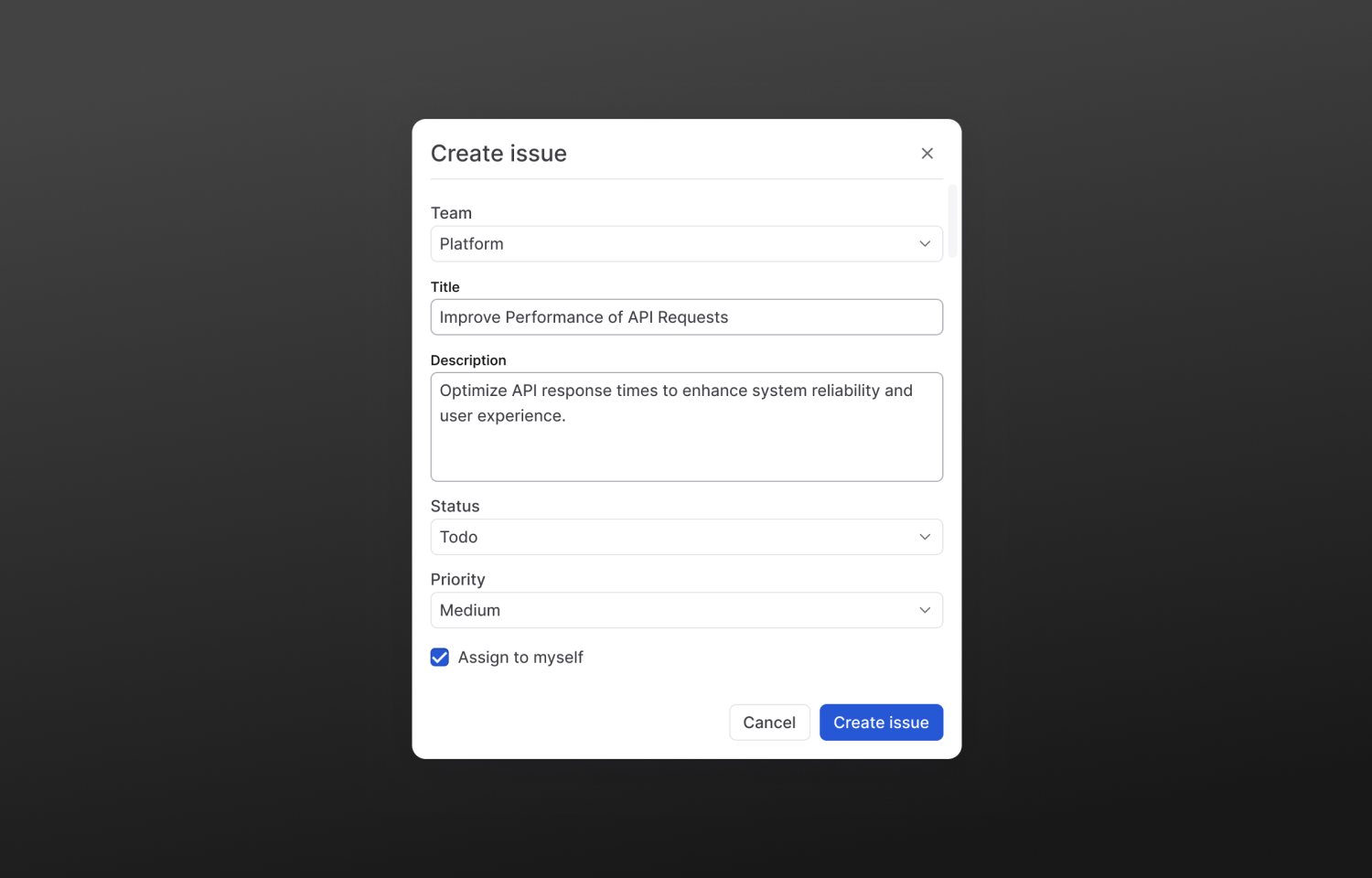 create new linear issue