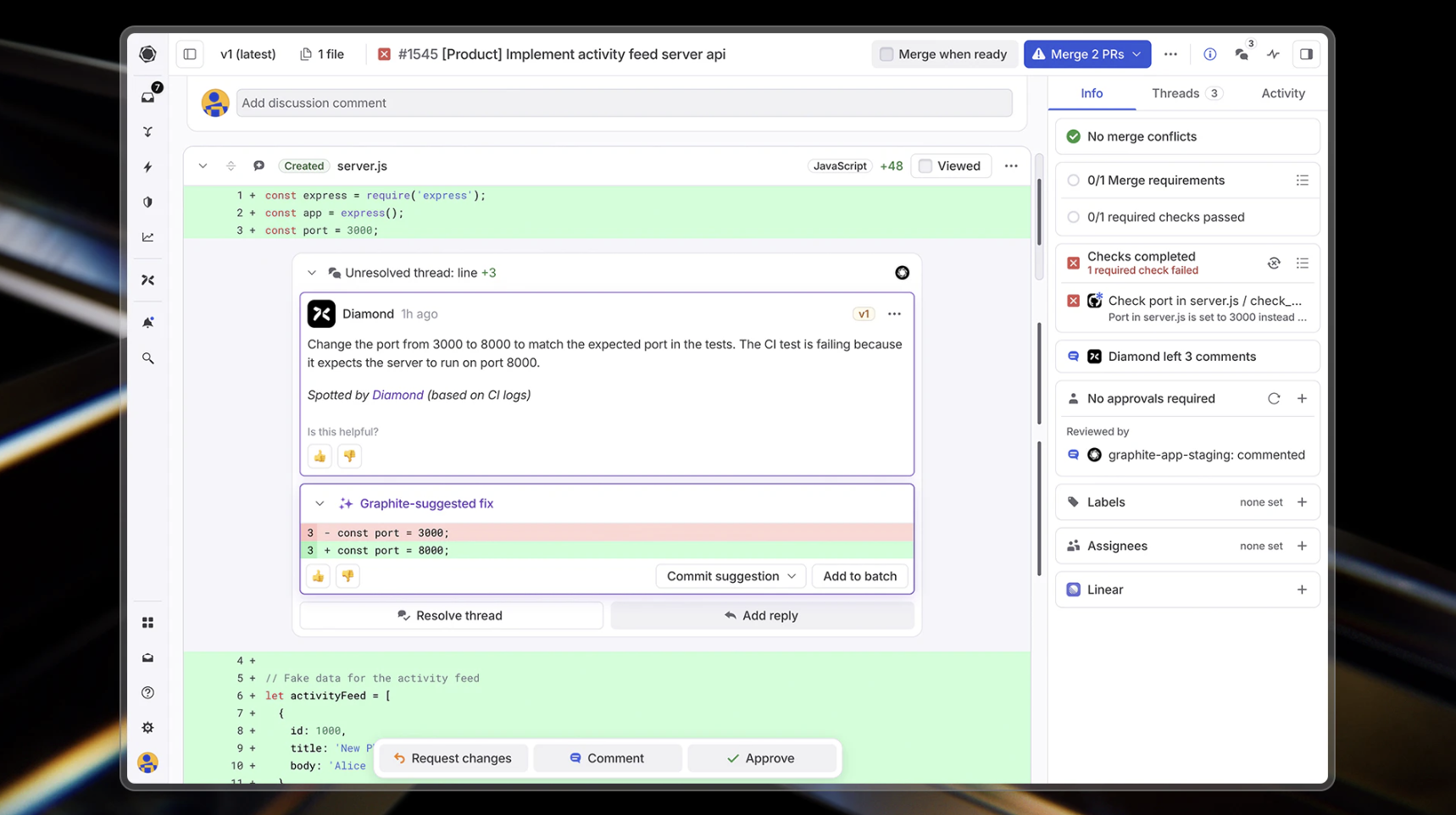 screenshot of a comment that diamond leaves