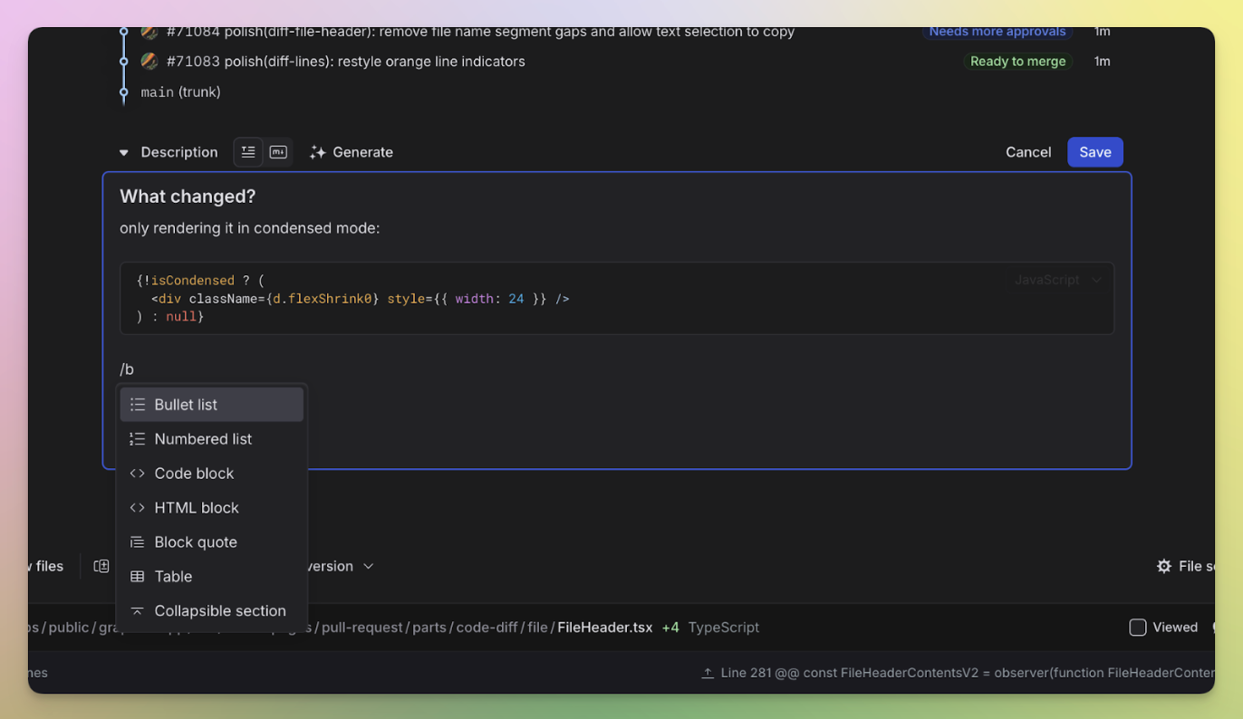 screenshot of rich text editor