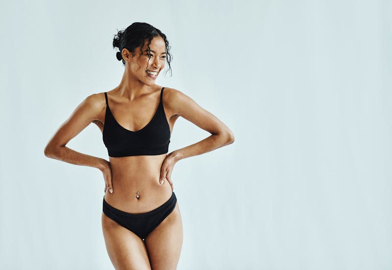 woman in black underwear
