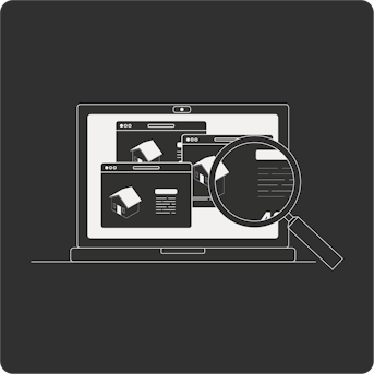 illustration de loupe scrutant les offres immobilières en ligne