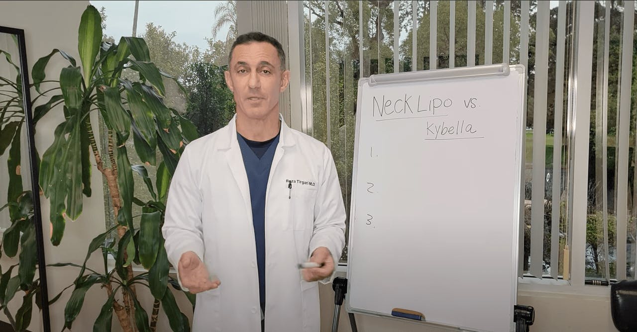 Dr. Tirgari standing in a room with plants and using a white board