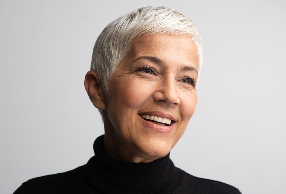 Older Woman with Short Hair Smiling