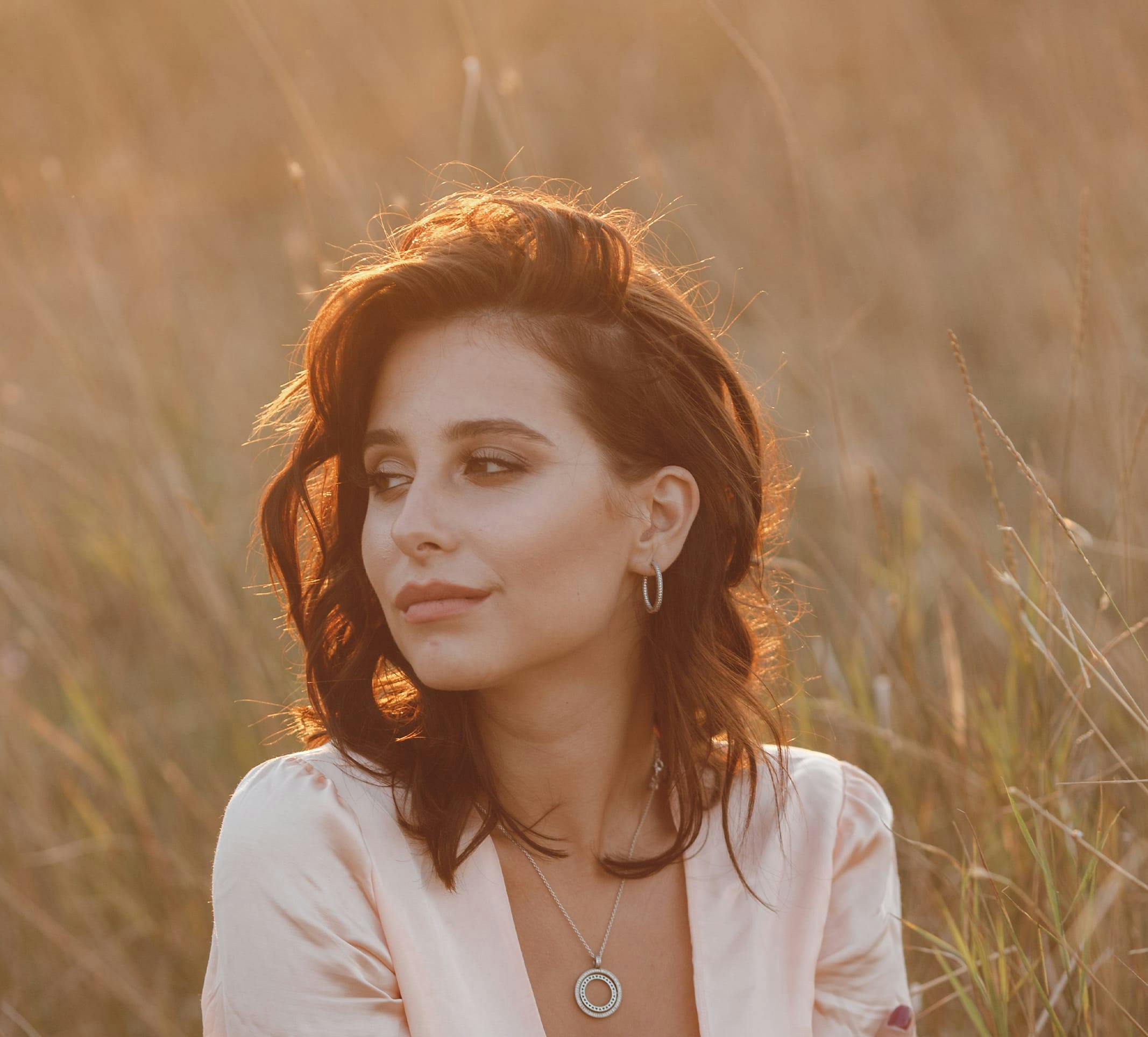 woman with the sunlight shining on her