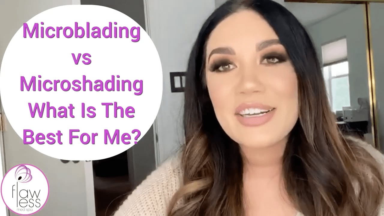 Female patient talking about microblading