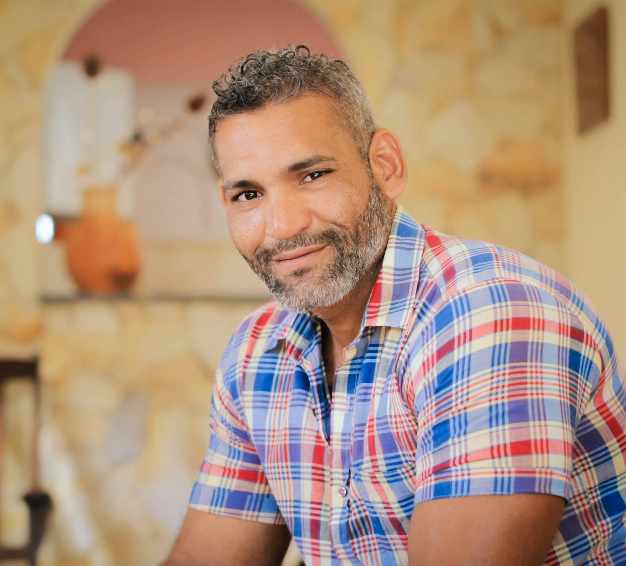 Man in a plaid shirt