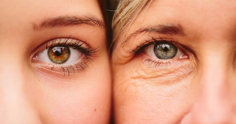 Younger and older womans eyes