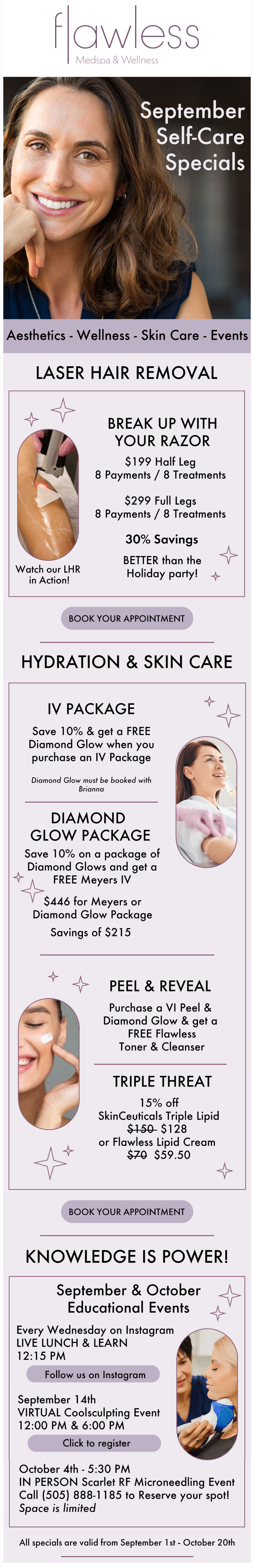 Flawless Med Spa specials for September