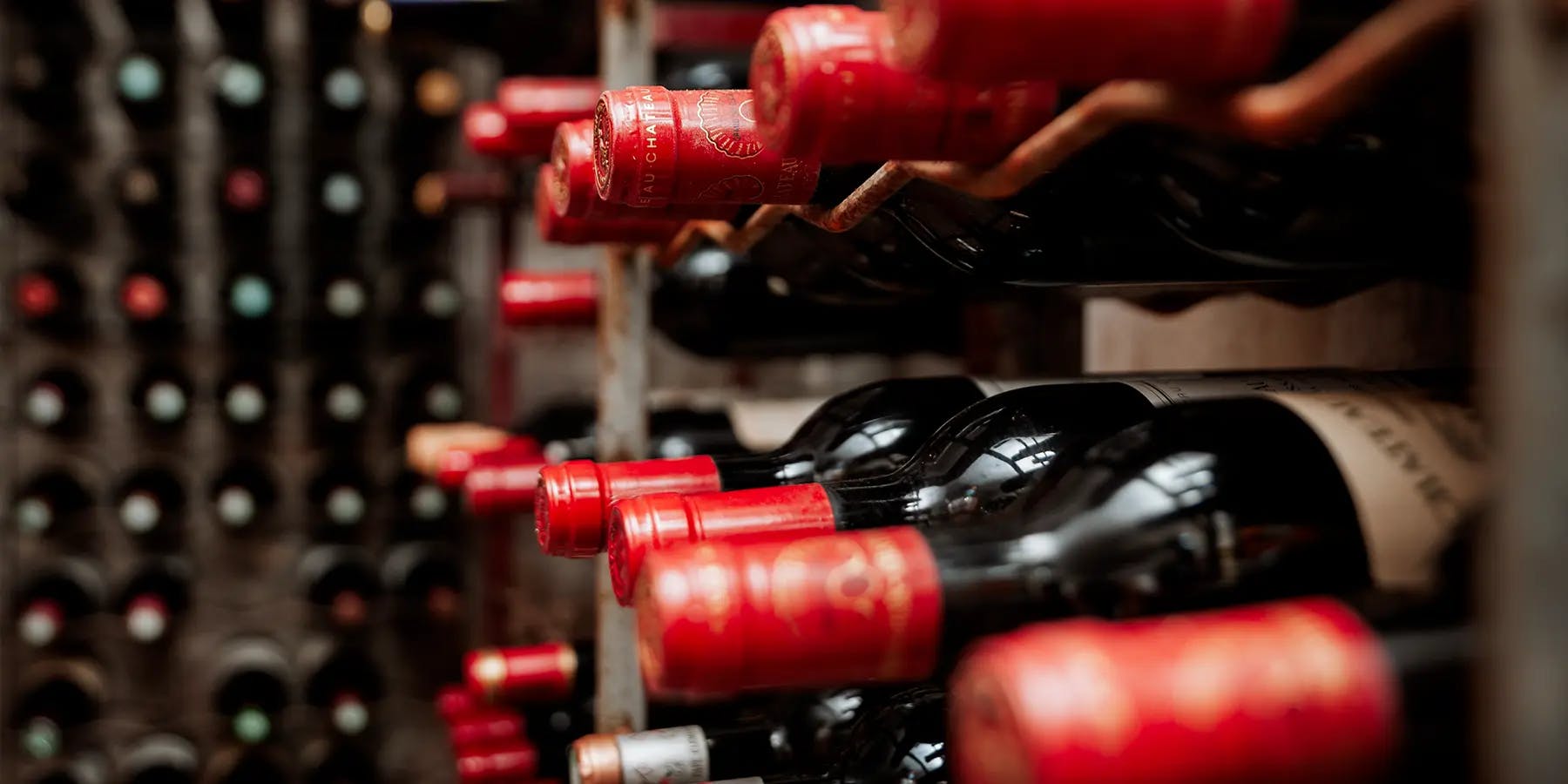 Bottles stored in a wine cellar