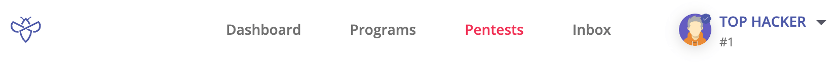 Eligible researchers will see an additional pentest tab in the top menu