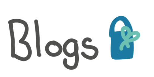 The word Blogs with a gift bag next to it