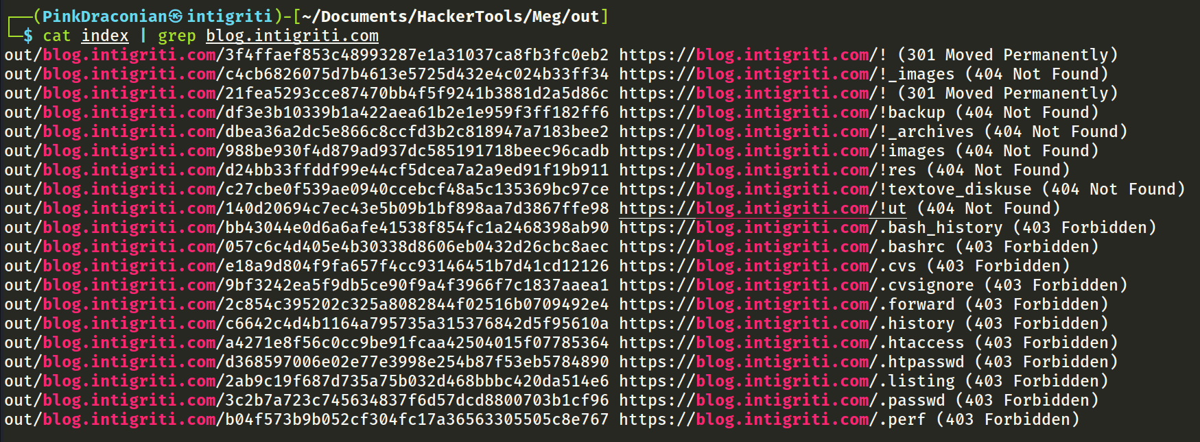Meg's index grepping