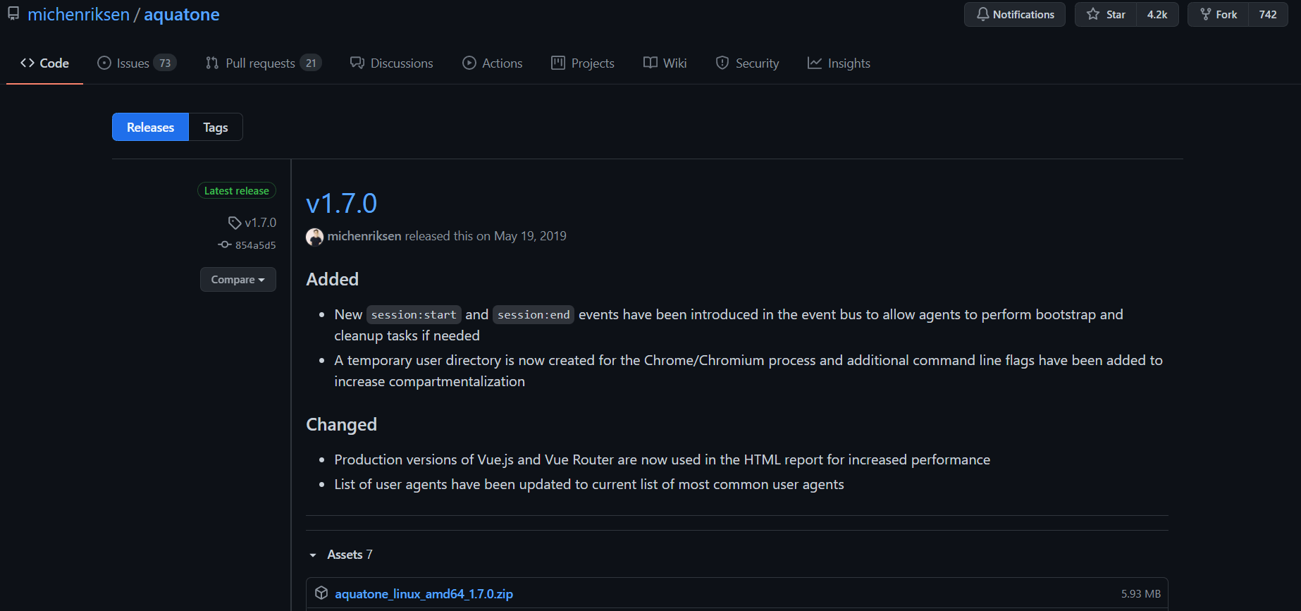 Aquatone Github releases