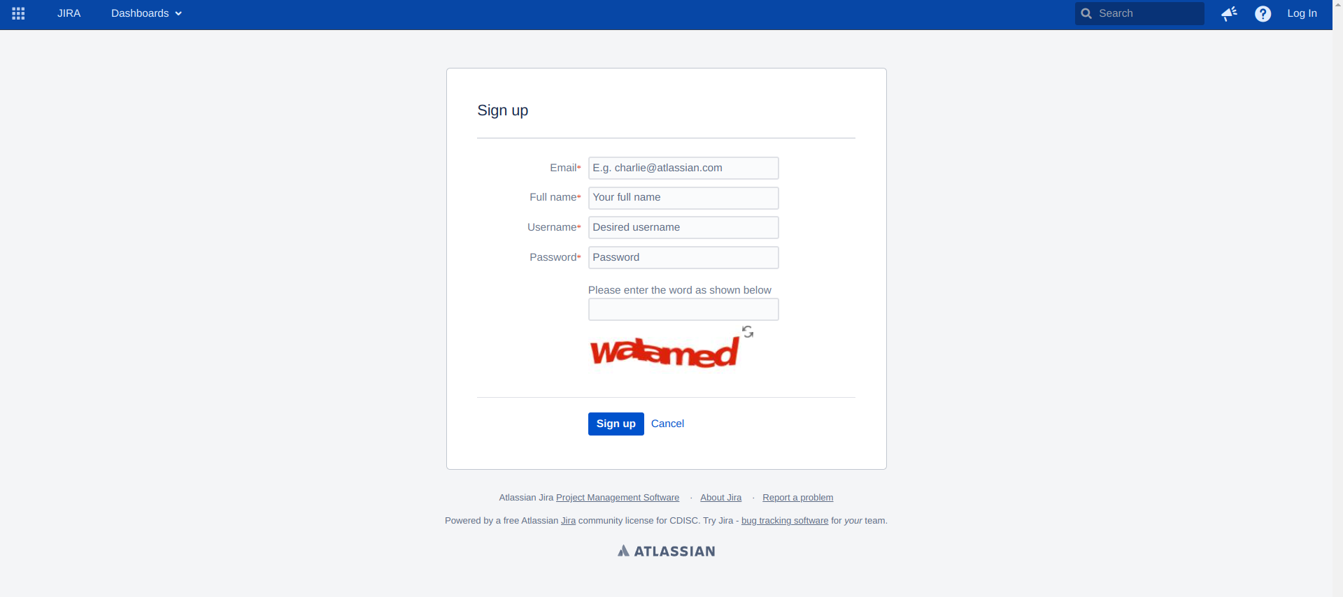 Atlassian Jira Signup