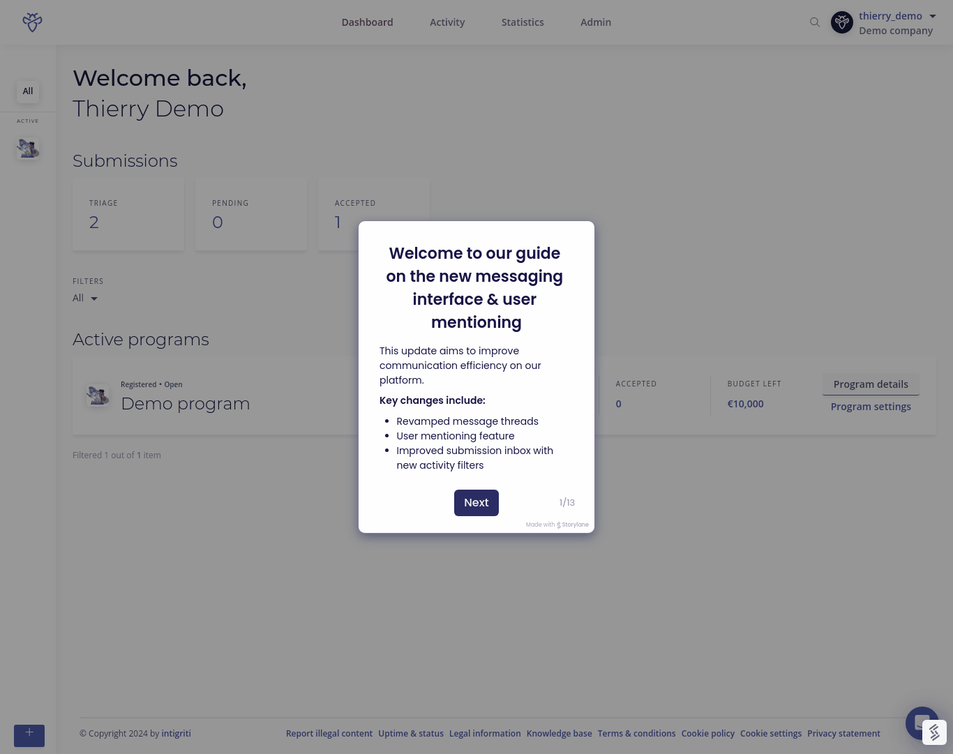 Demo Improved Submission Messaging