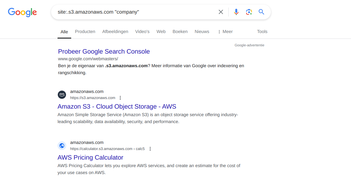 Finding AWS S3 buckets with search engines