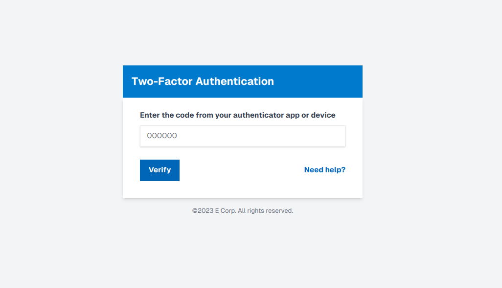 Example of a 2FA implementation Example of a 2FA implementation