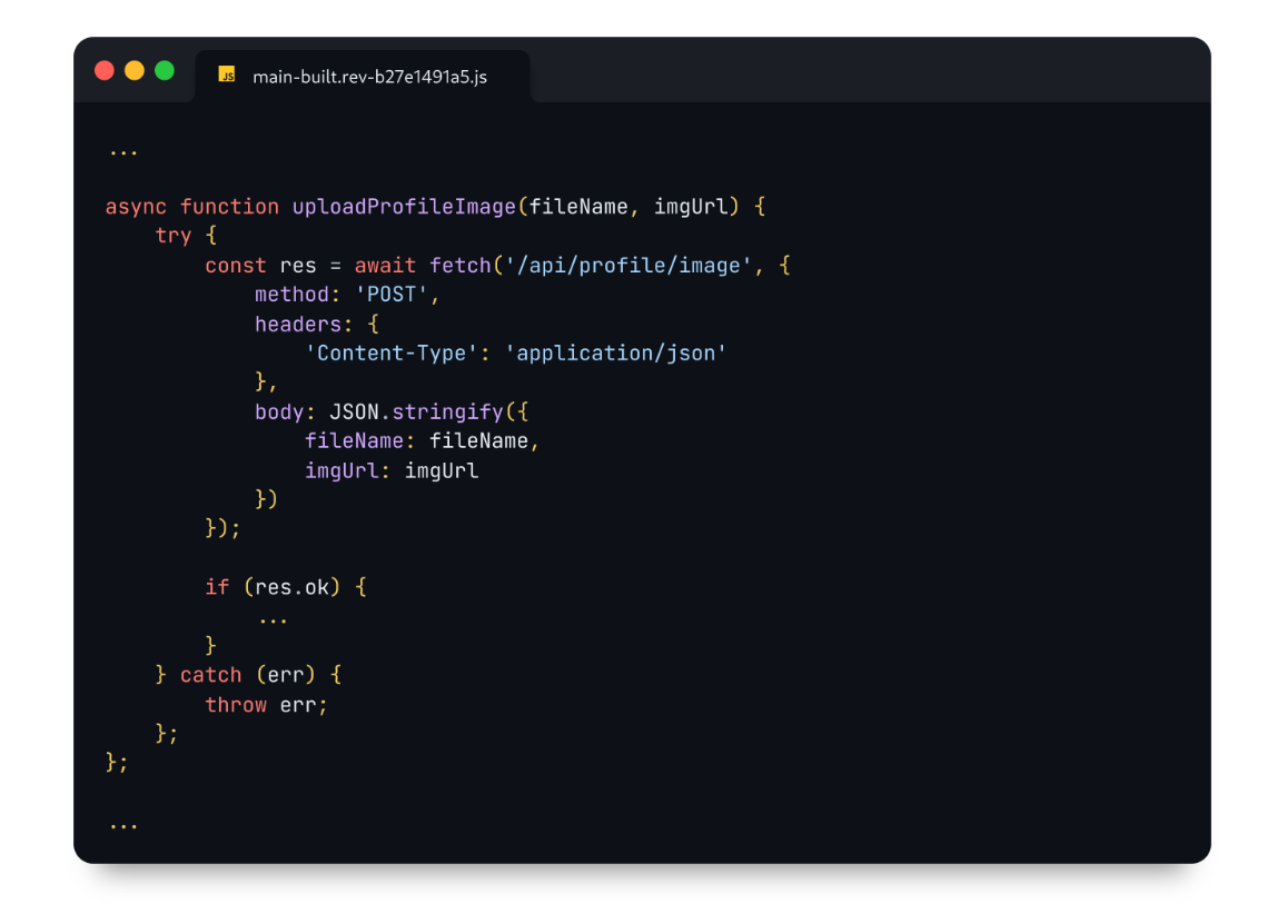 Example code snippet with a function that references body parameters
