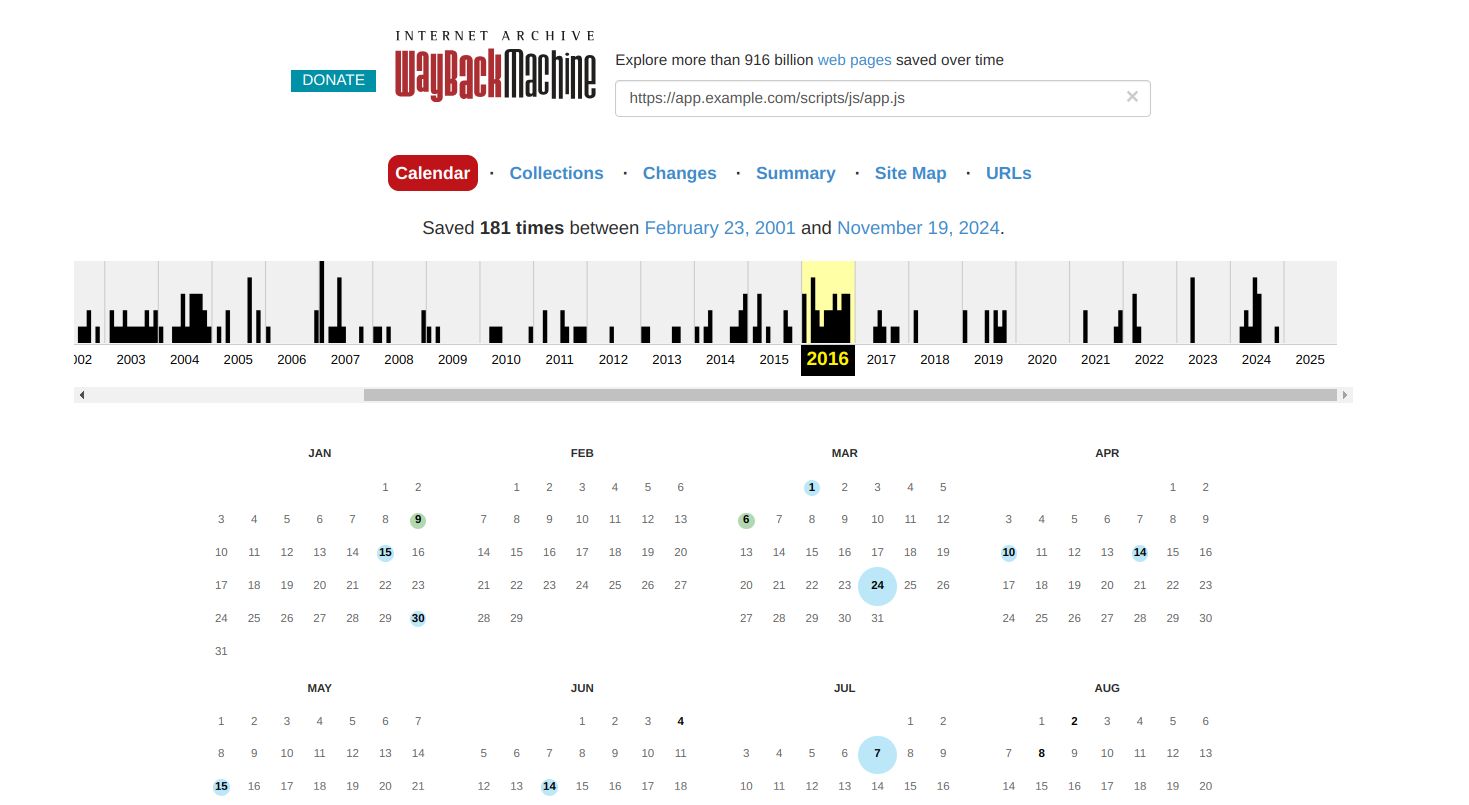 Example of a legacy version of a JavaScript file