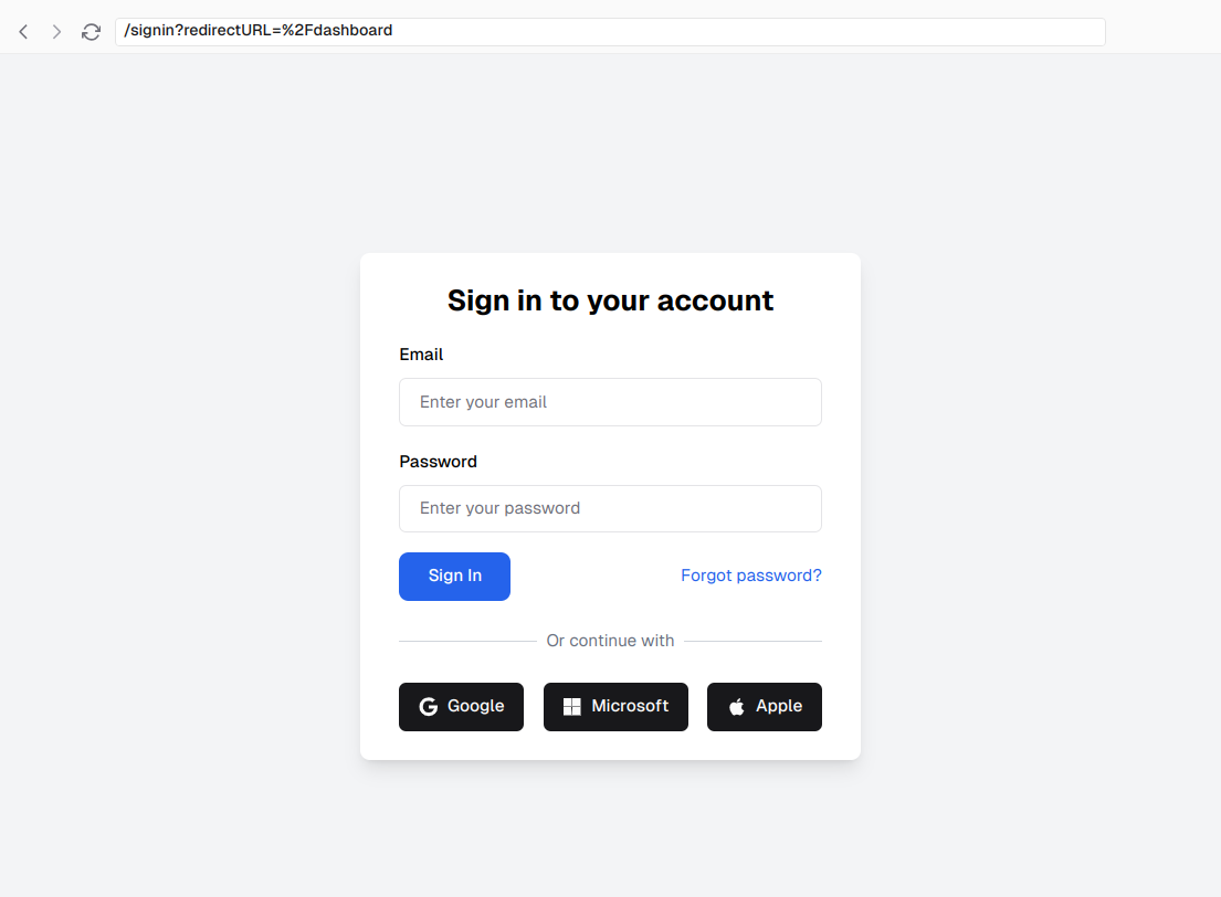 An example of a redirect after authentication