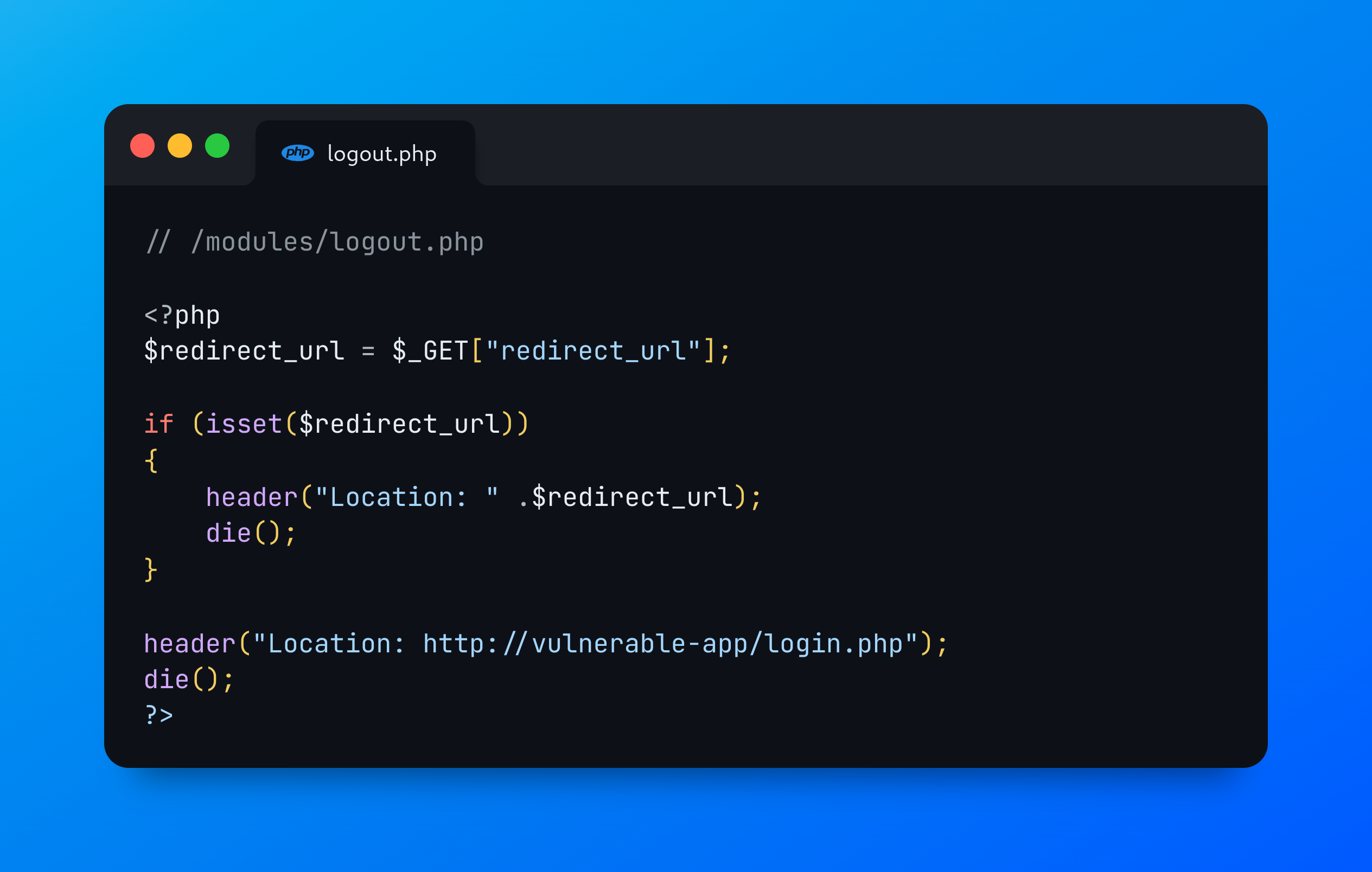 Vulnerable code snippet