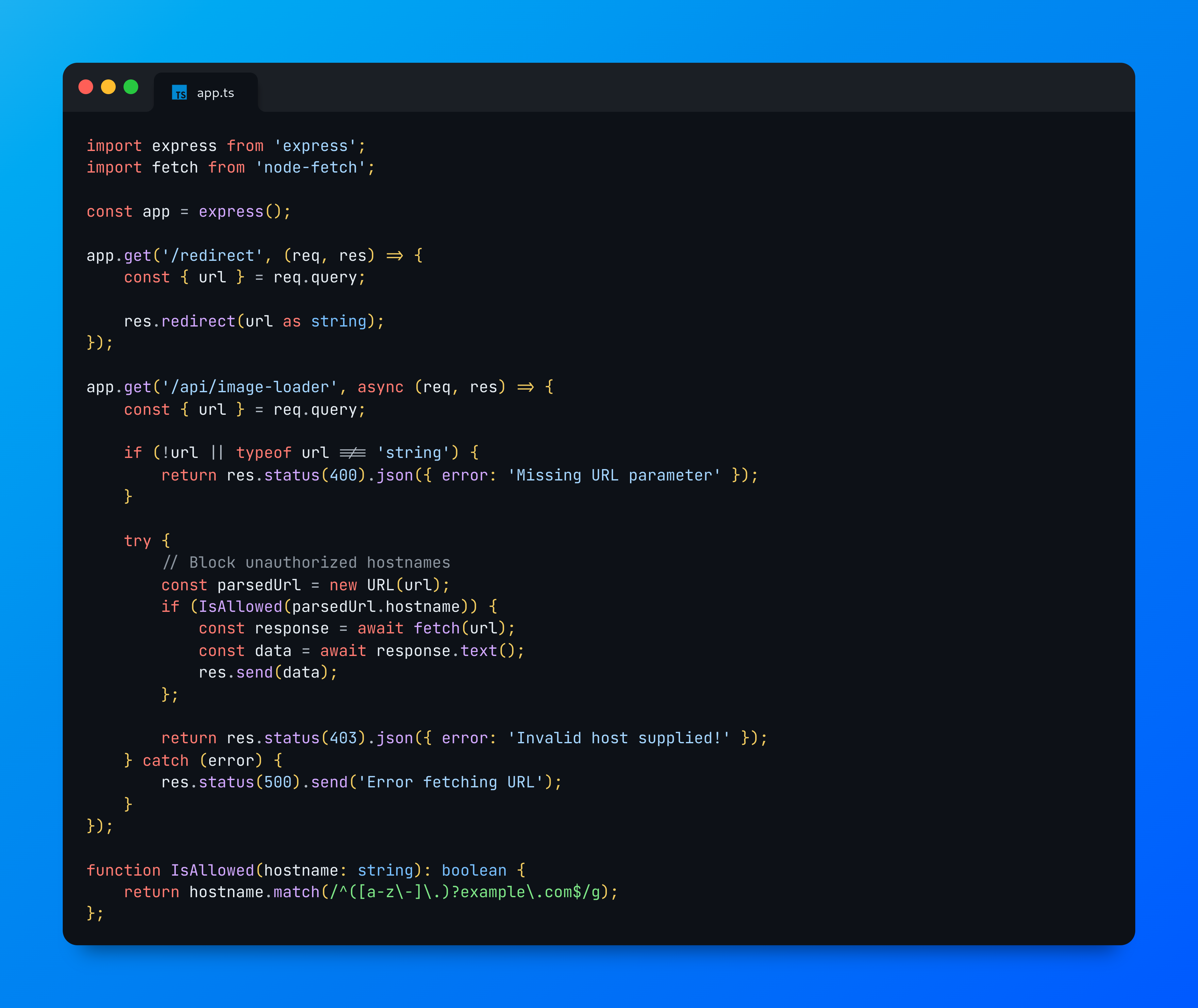 Vulnerable code snippet