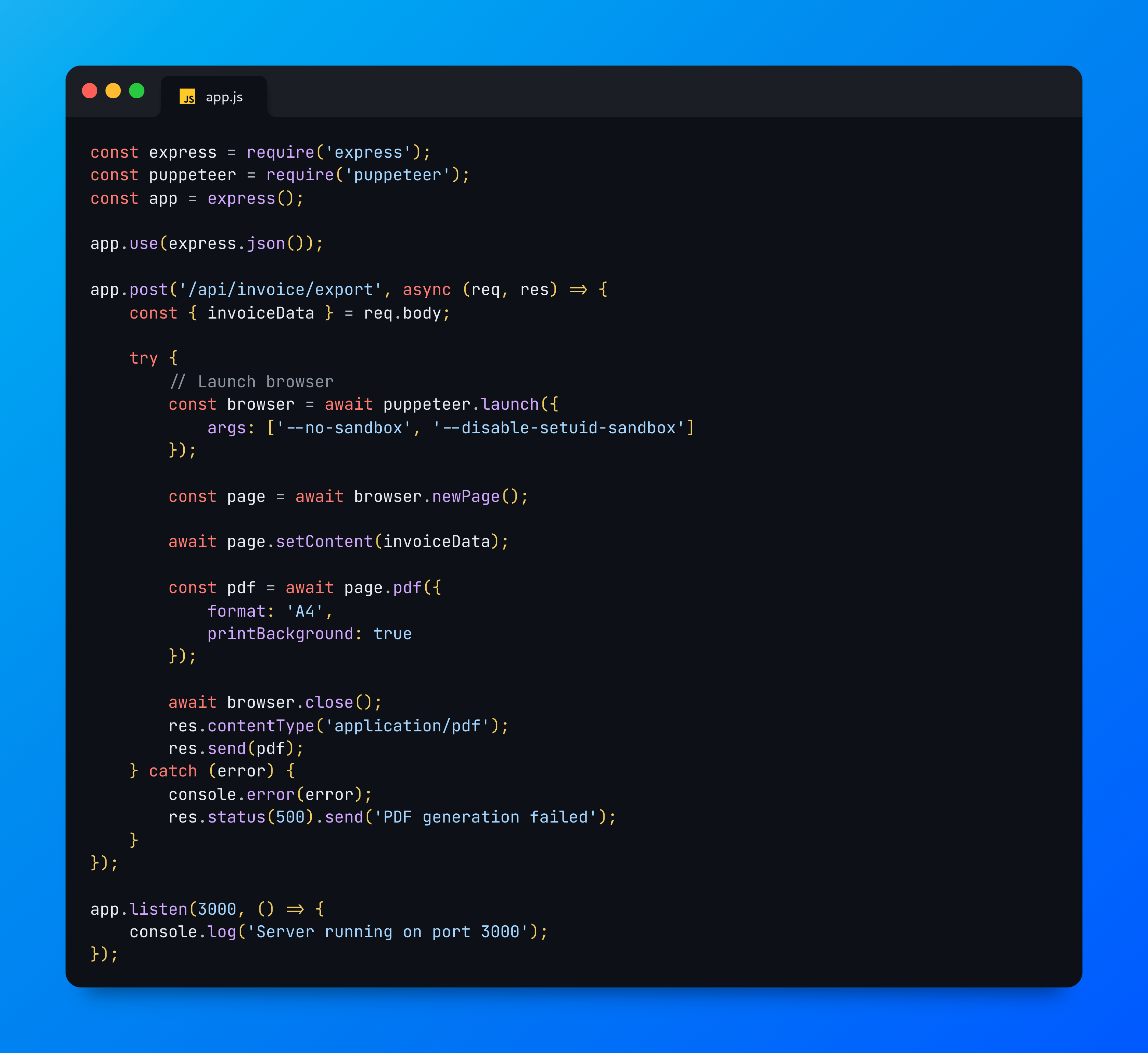 Vulnerable code snippet