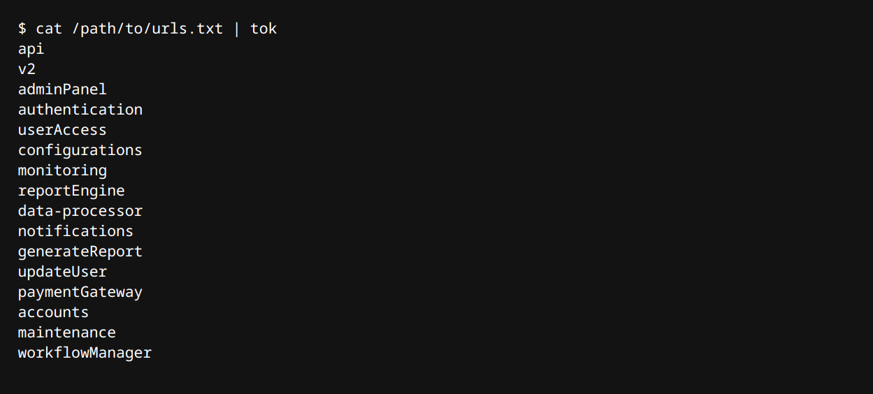 Tokenize captured URLs using Tok