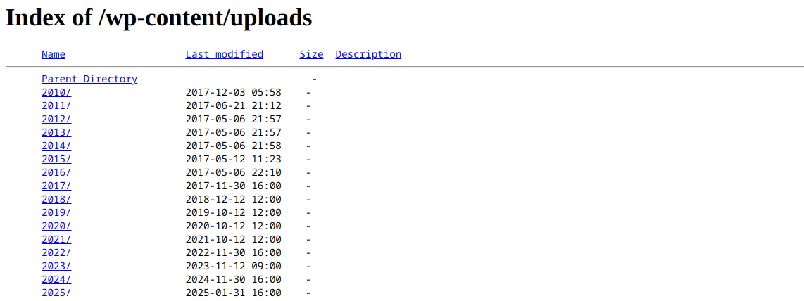 Directory listing of /wp-content/uploads