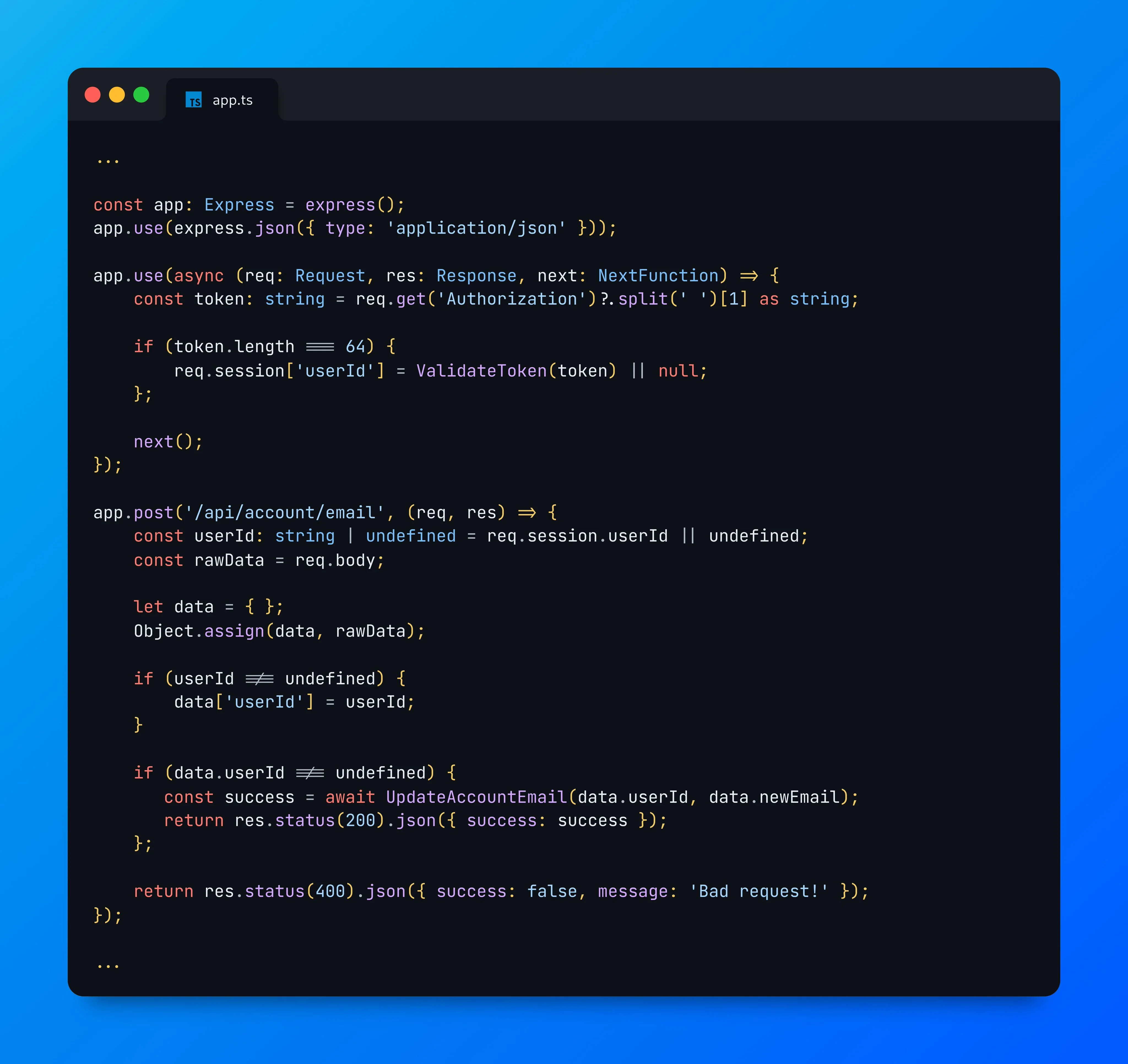 Vulnerable code snippet