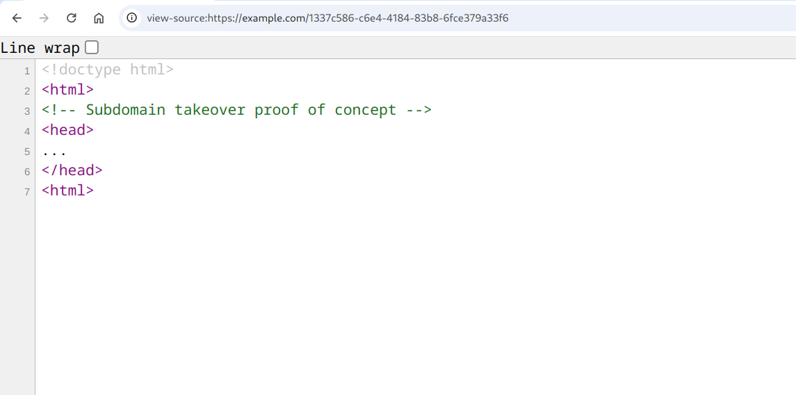 Example of a subdomain takeover proof of concept