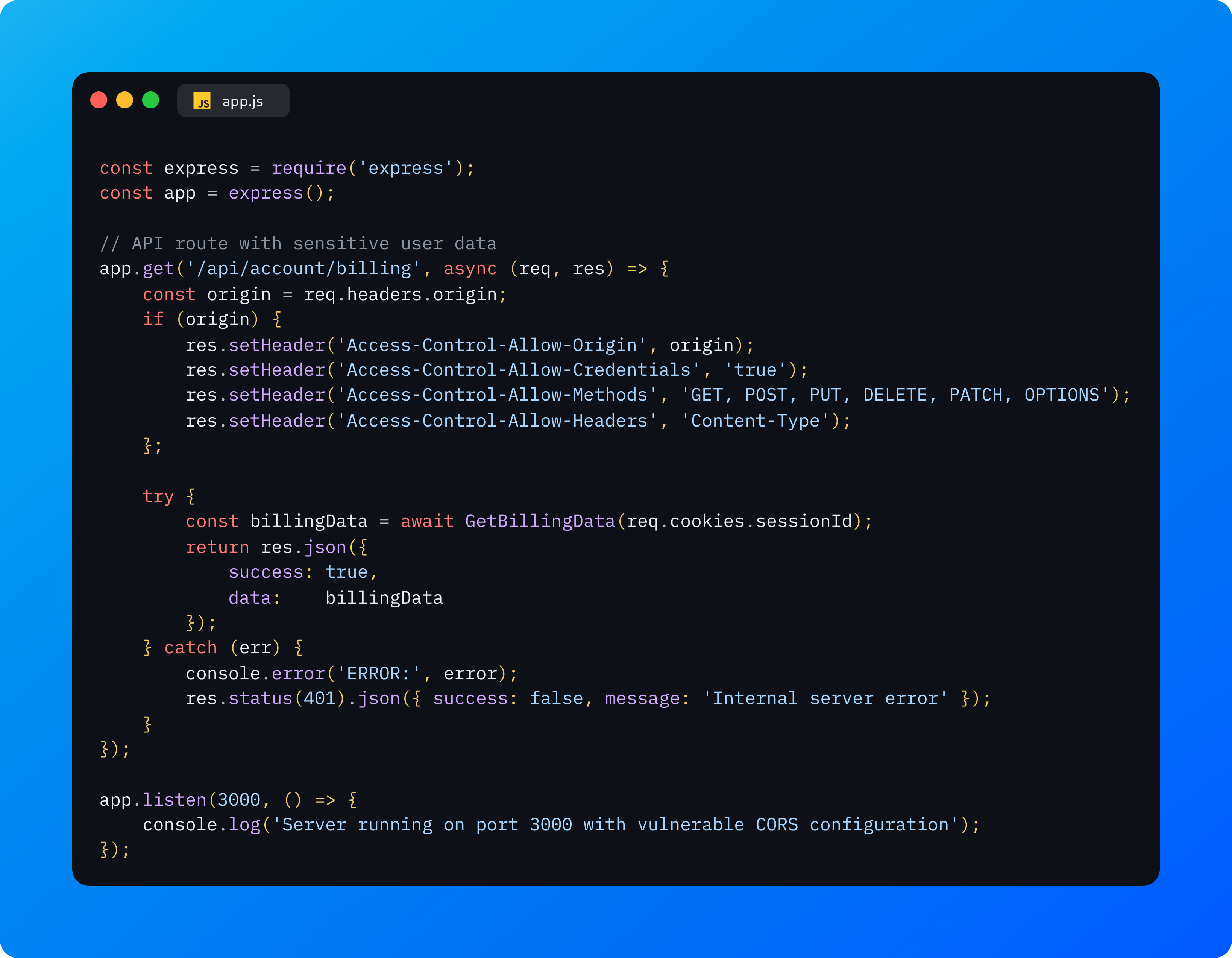Example of a vulnerable code snippet