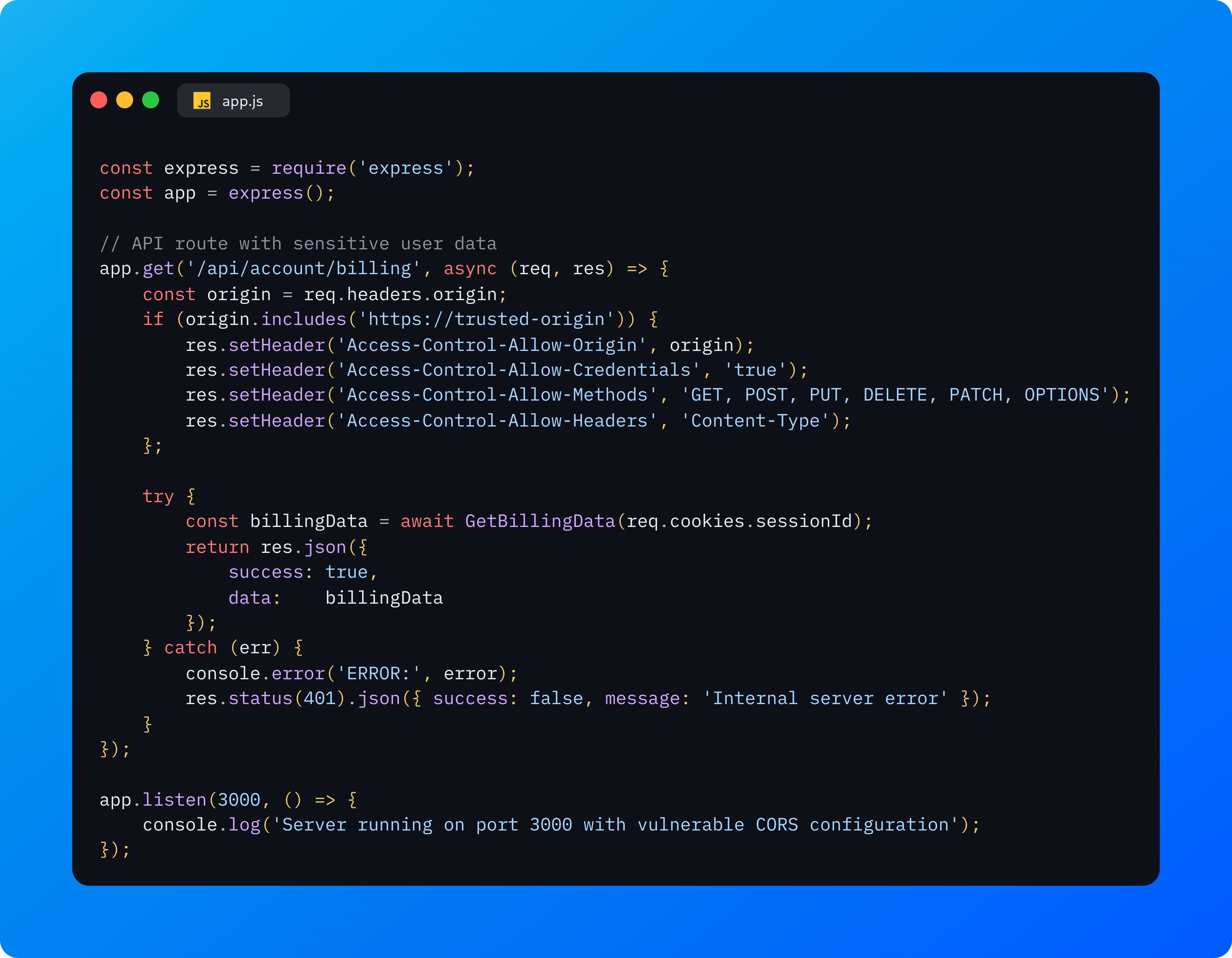 Example of a vulnerable code snippet