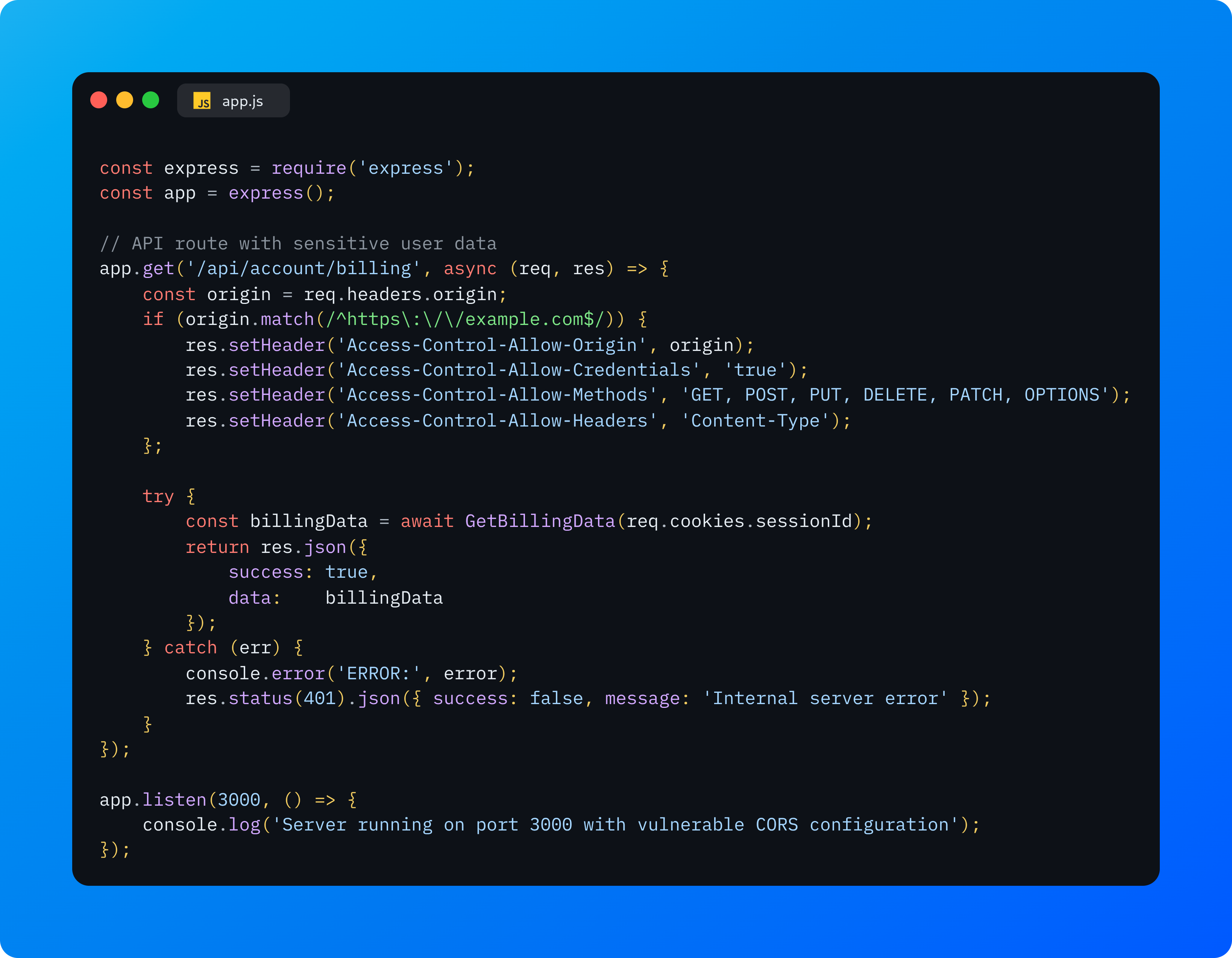 Vulnerable code snippet