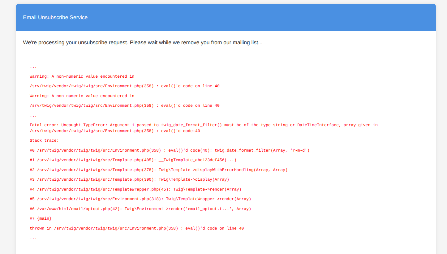 Stack Trace in PHP Twig