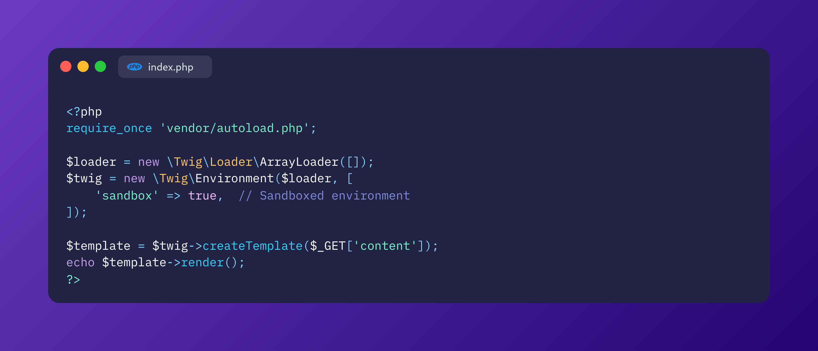 Template injection in Twig (PHP)