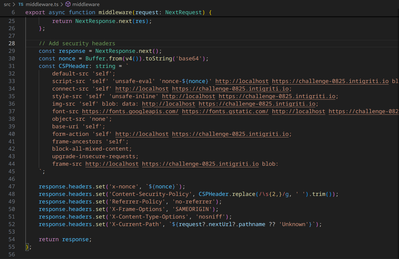 Adding security headers with Next.js Middleware