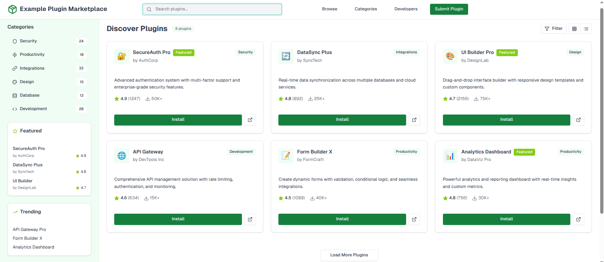 Example of an add-on/plugin marketplace