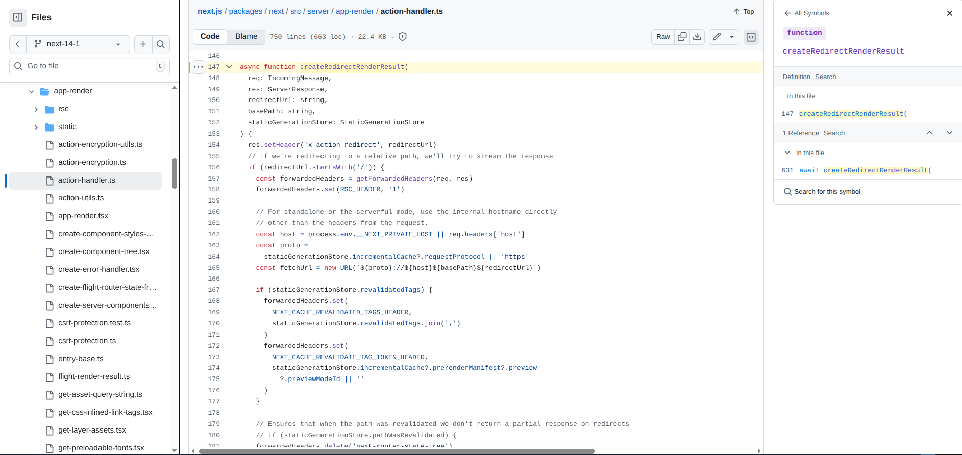 Next.js Server Actions Handler (v14.1.1 and earlier)