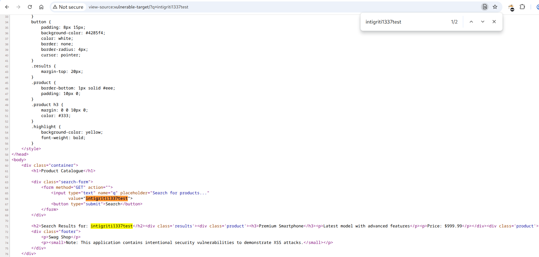 Searching for cross-site scripting (XSS) reflection point