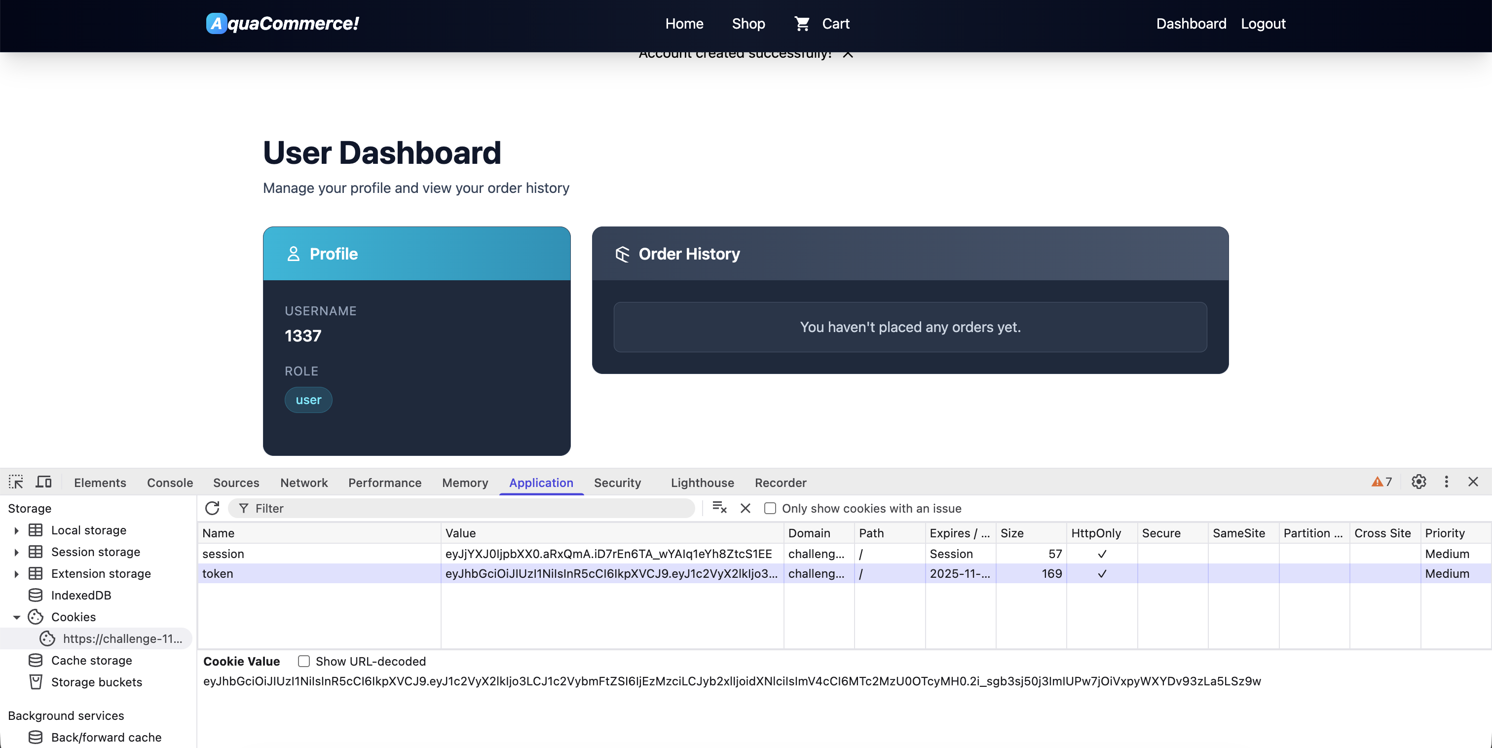 Session handling within AquaCommerce!