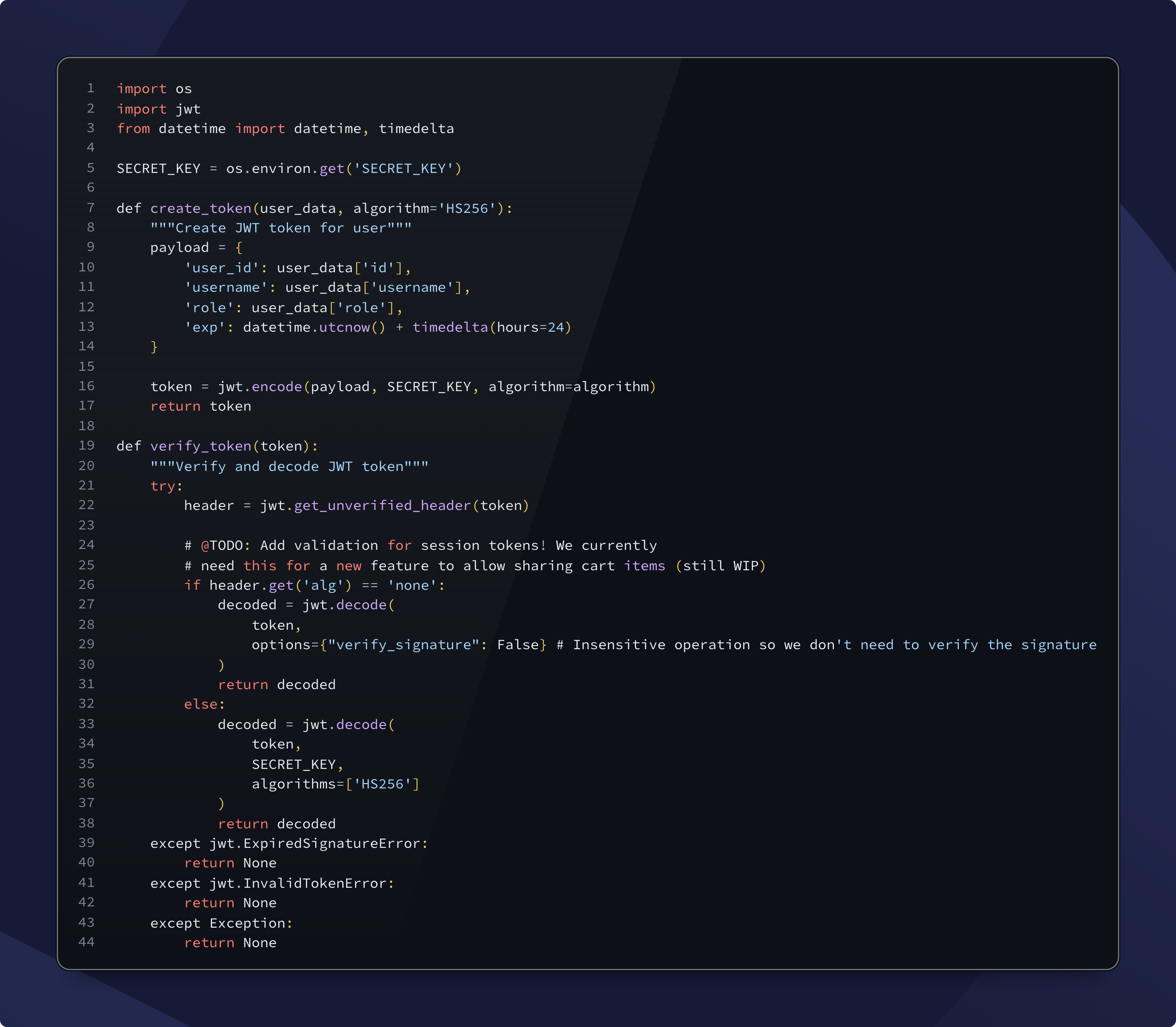 JWT None algorithm attack