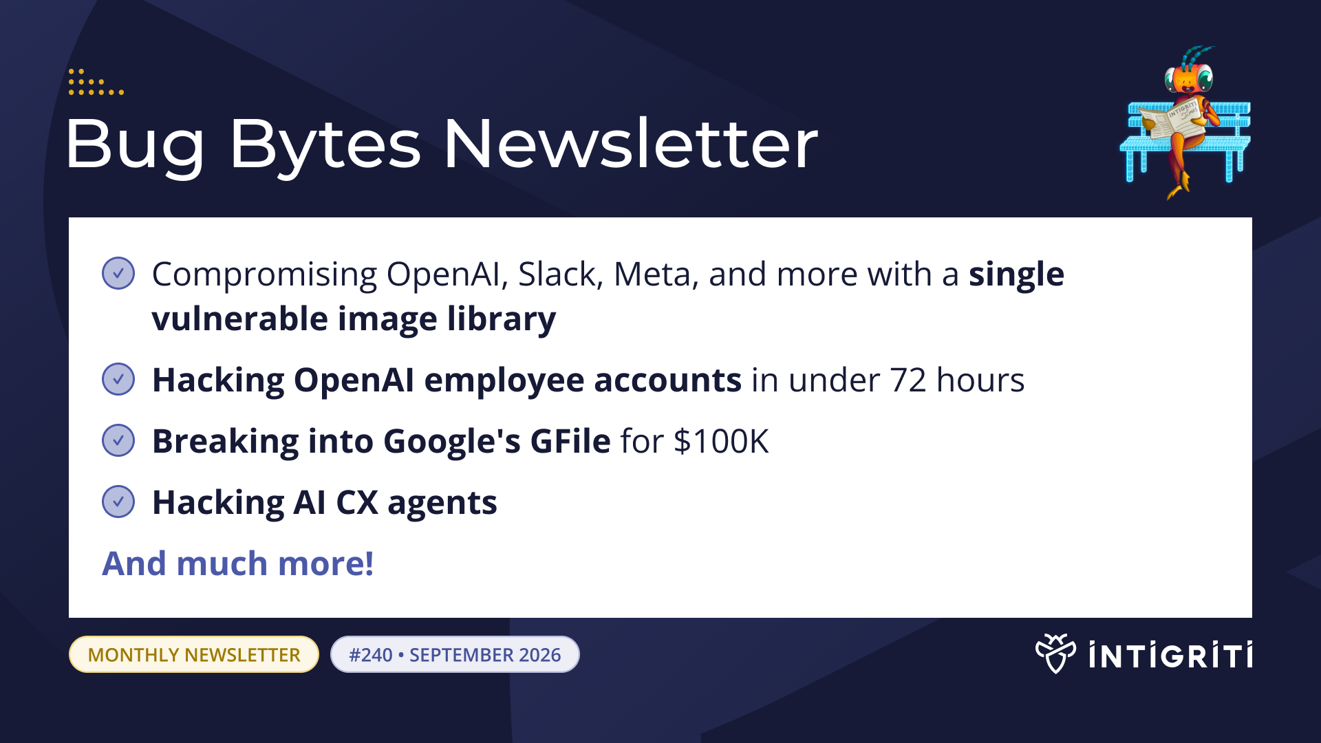 Intigriti Bug Bytes #240 - September 2026 🚀