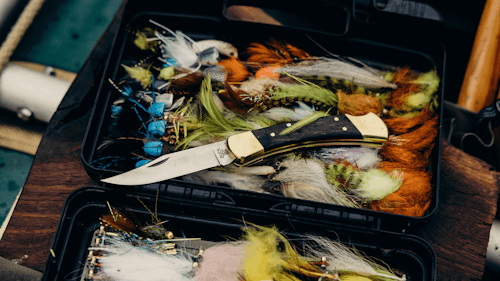 Buck 110 Folding Hunter Knife with Leather Sheath - Buck