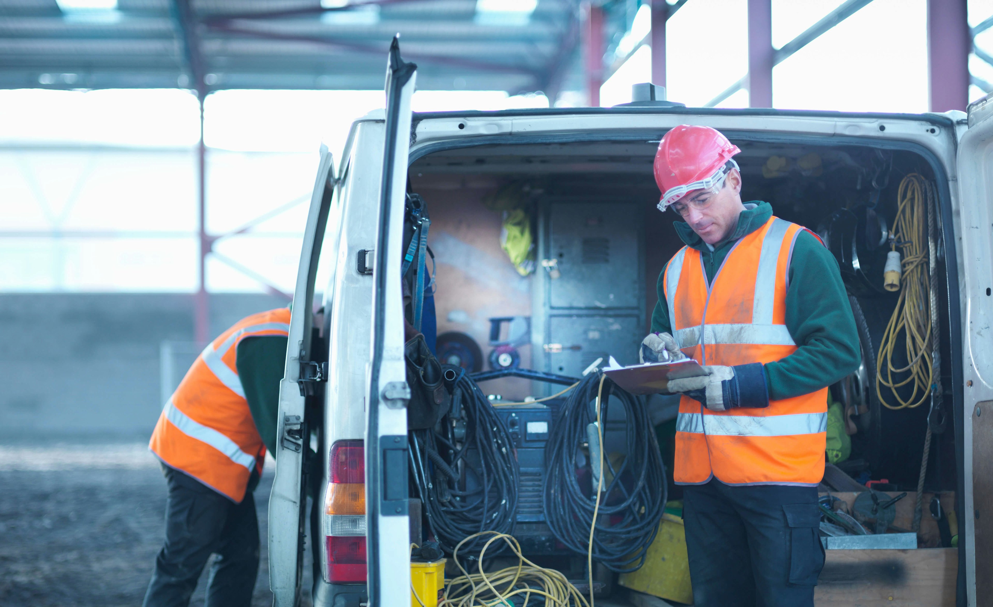 service contractor behind his van