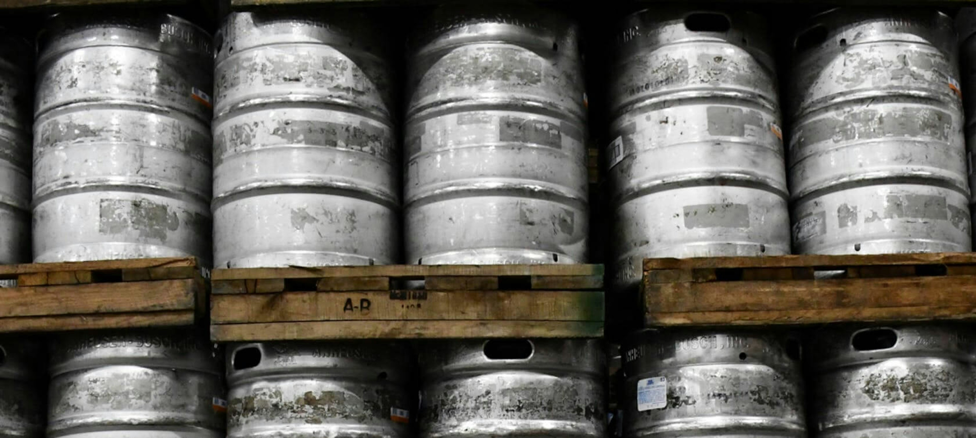 kegs on pallets ready for delivery