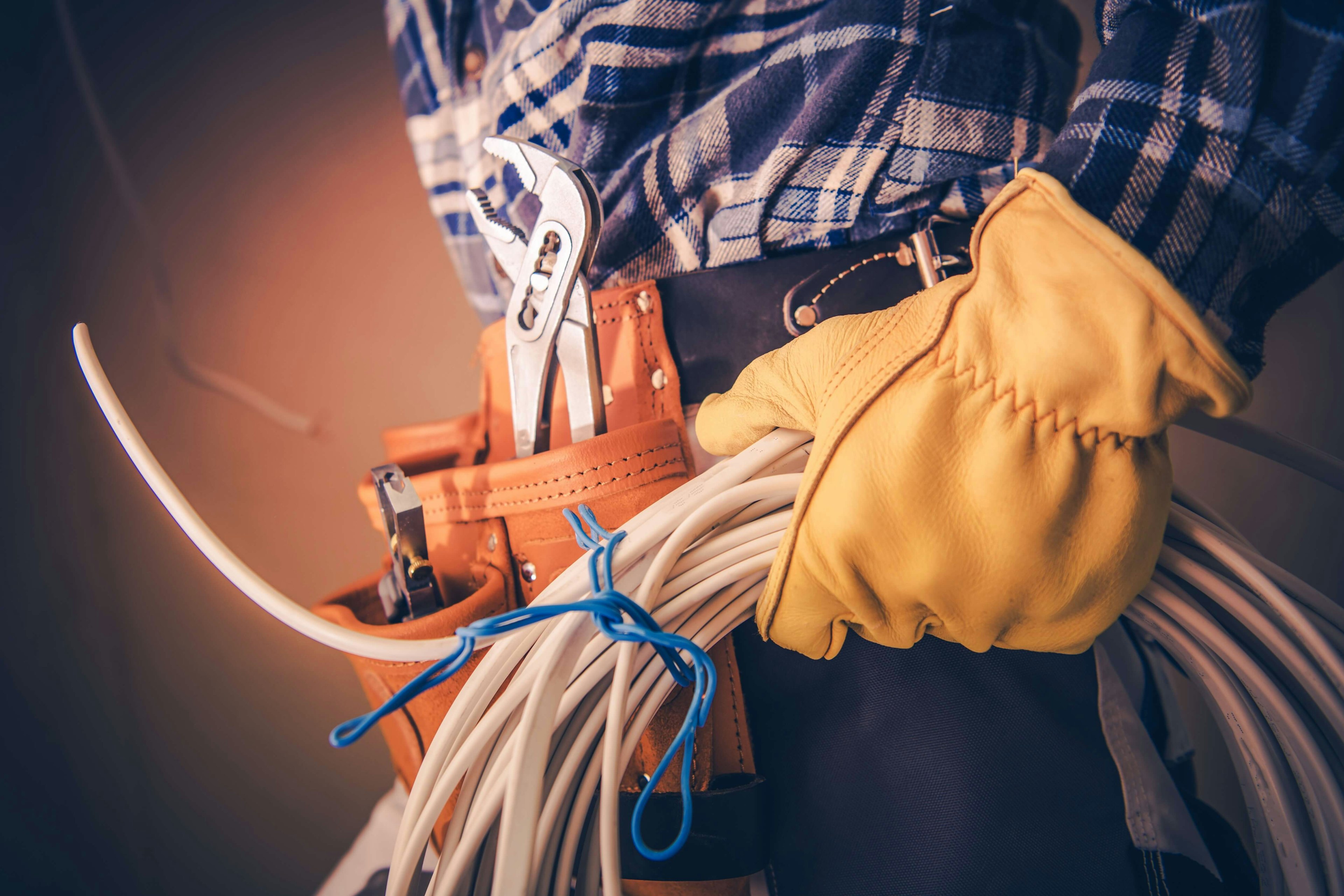 service contractor holding cable
