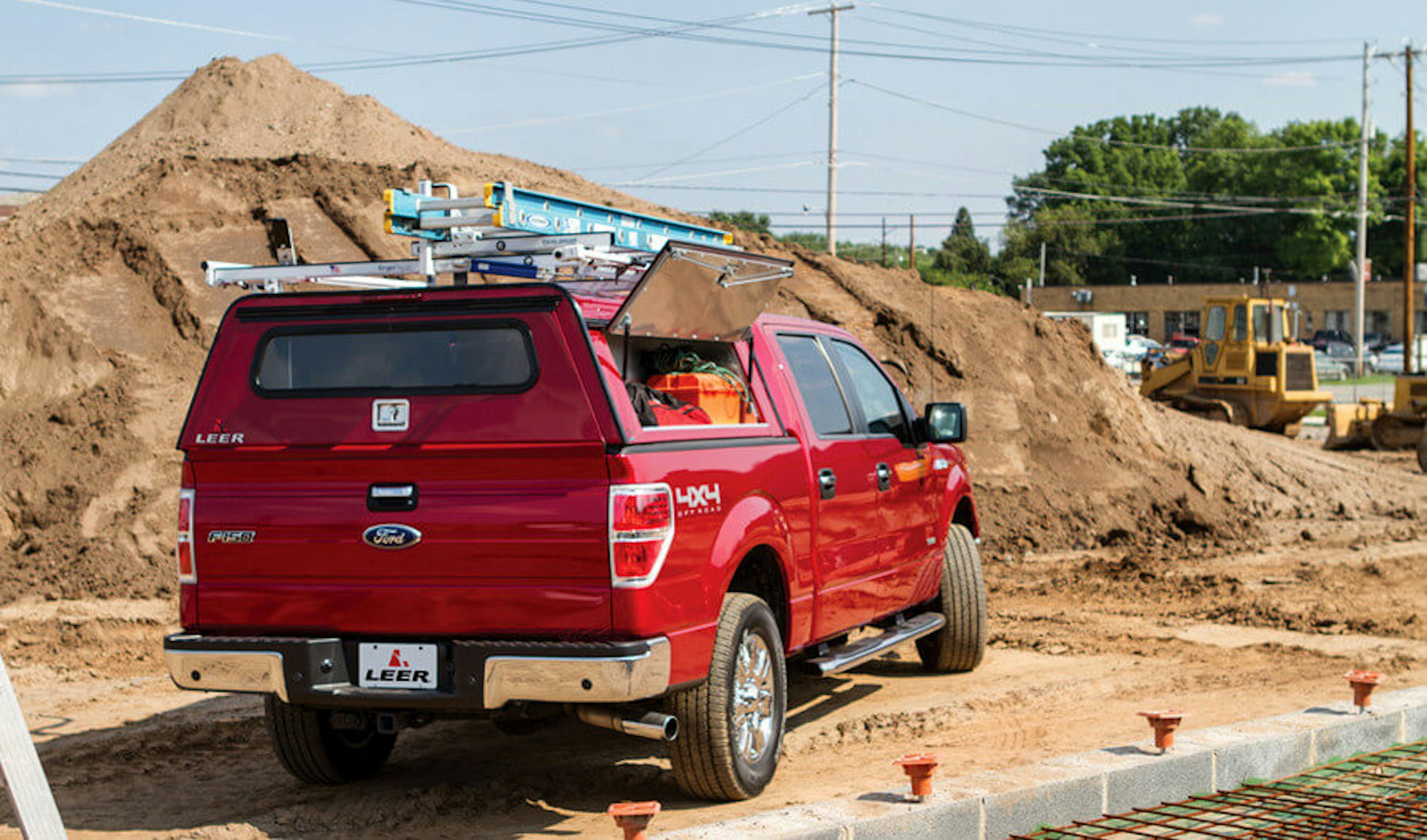 construction work truck with topper