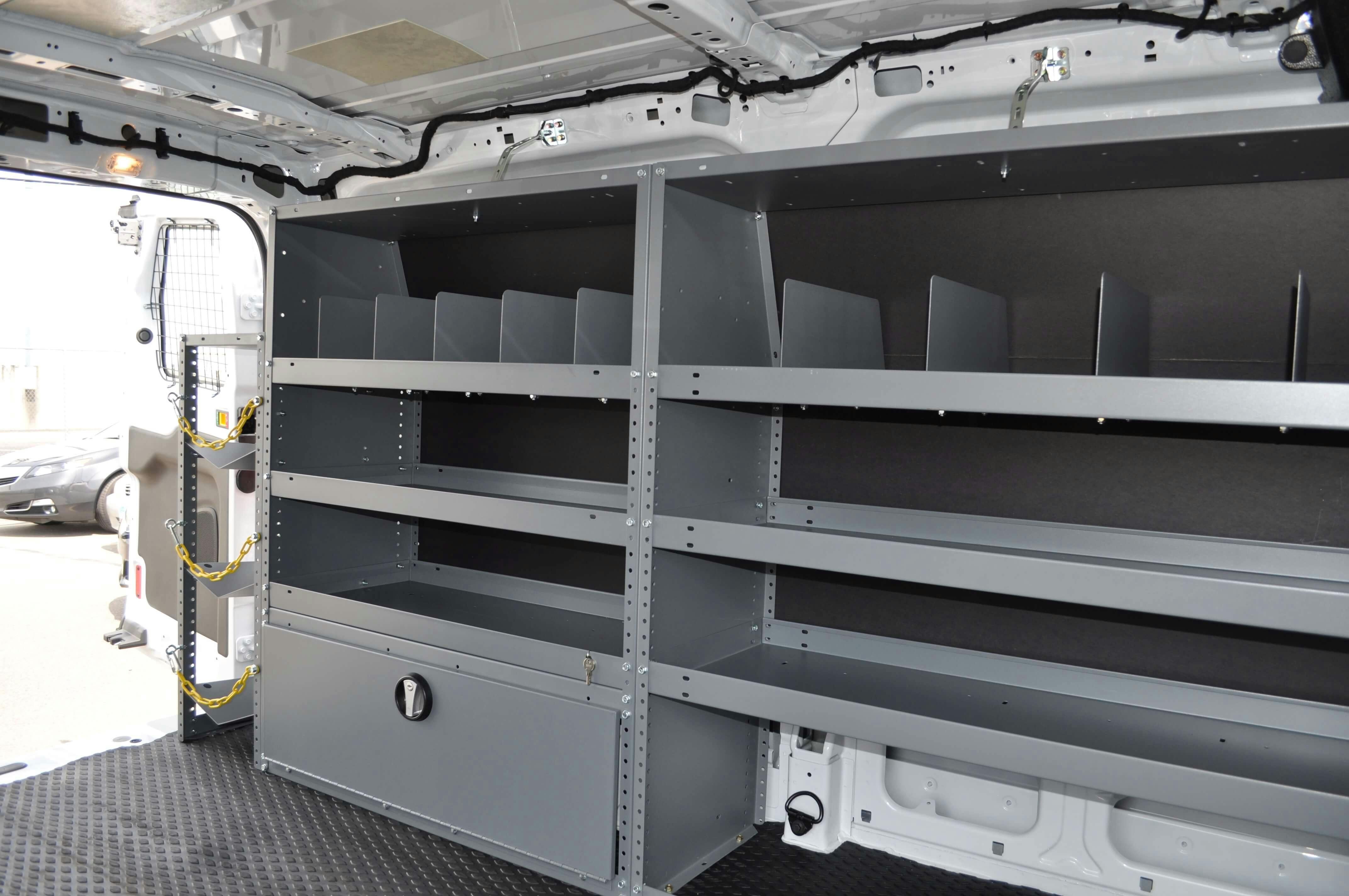 Van Shelving And Storage Bins, Food Truck Shelving Ideas