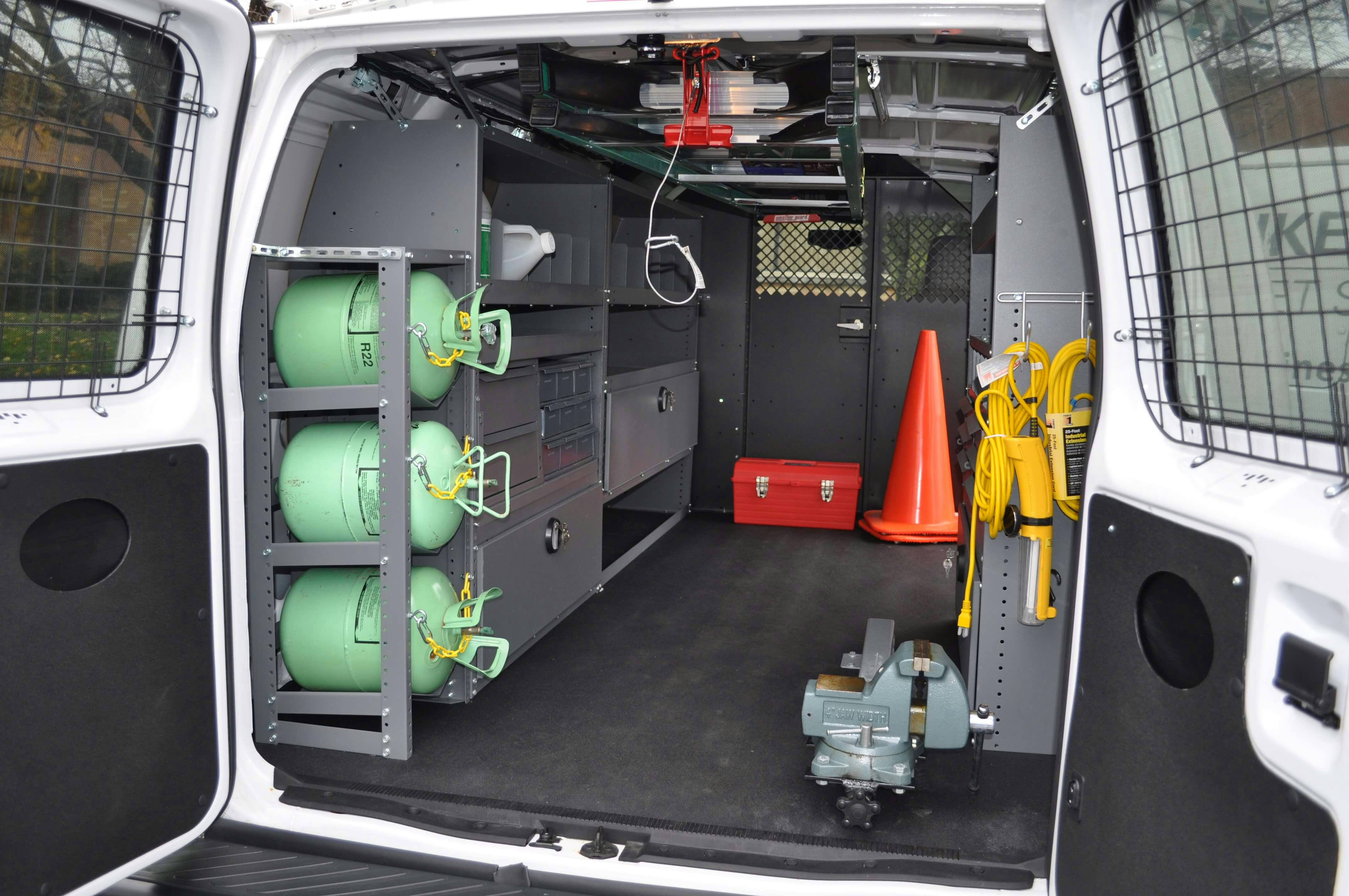 Van Shelving And Storage Bins, Work Truck Shelving Ideas